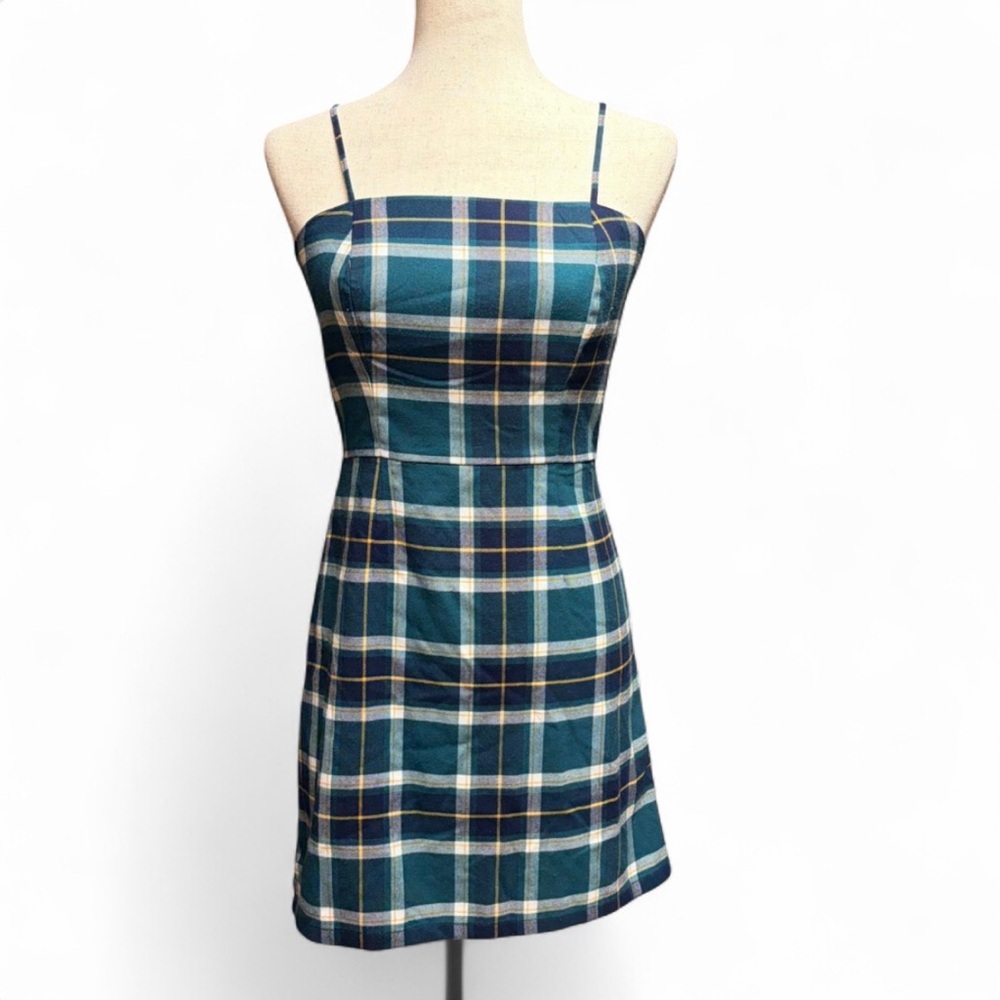 Aeropostale Womens S Tartan Plaid Mini Dress‎ Smocked Back 90s Grunge Schoolgirl